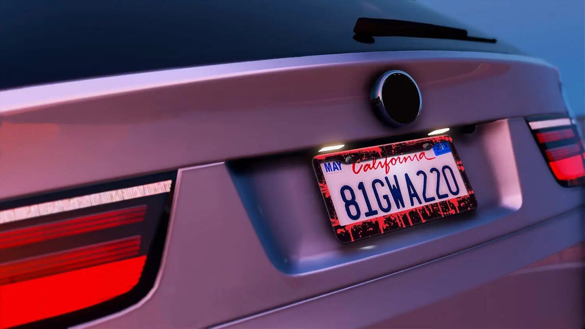 2-Pack Red Blood Pattern Metal License Plate Frames – Universal License Plate Frame HIP
