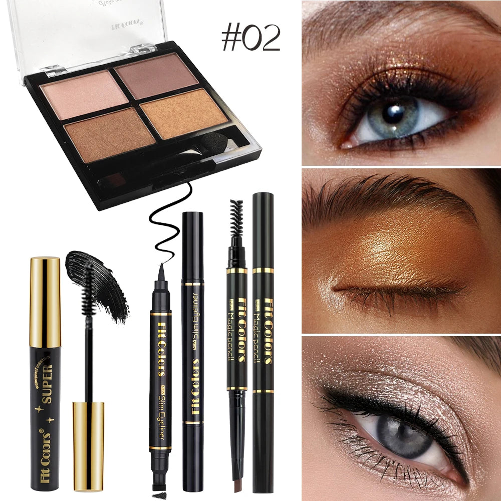 Fit Colors 4-in-1 Waterproof Eye Makeup Set – Shadow, Mascara & Liner Eye Makeup Set HIP 02