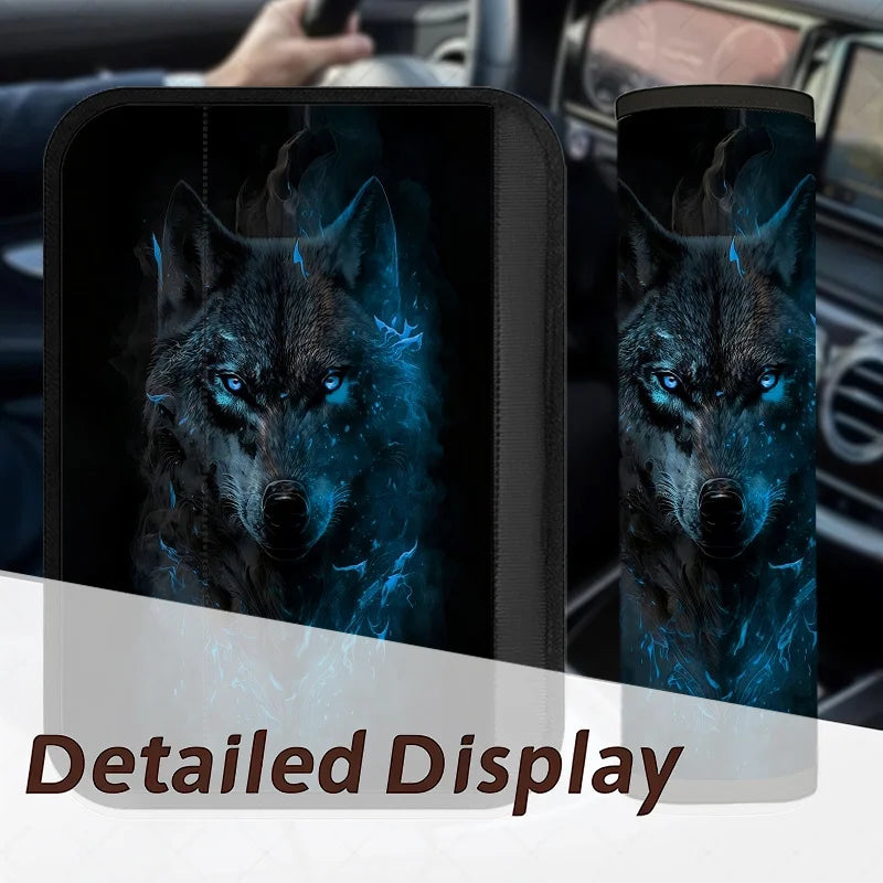2-Pack Wolf Car Seat Belt Covers – Blue Wolf Design | HIP Seat Belt Cover HIP