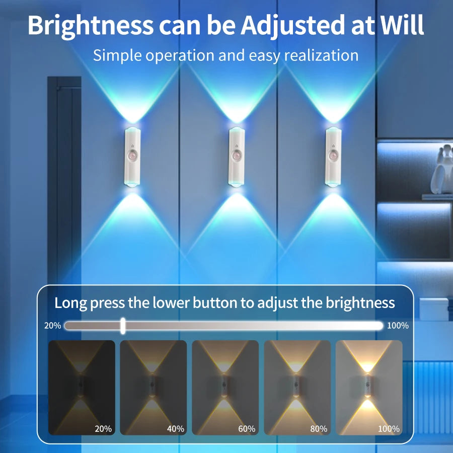 Magnetic Rechargeable LED Night Light RGB Sunset Lamp Wireless Wall Lamp With Motion Sensor For Stair Cabinet Hallway Room Decor HIP
