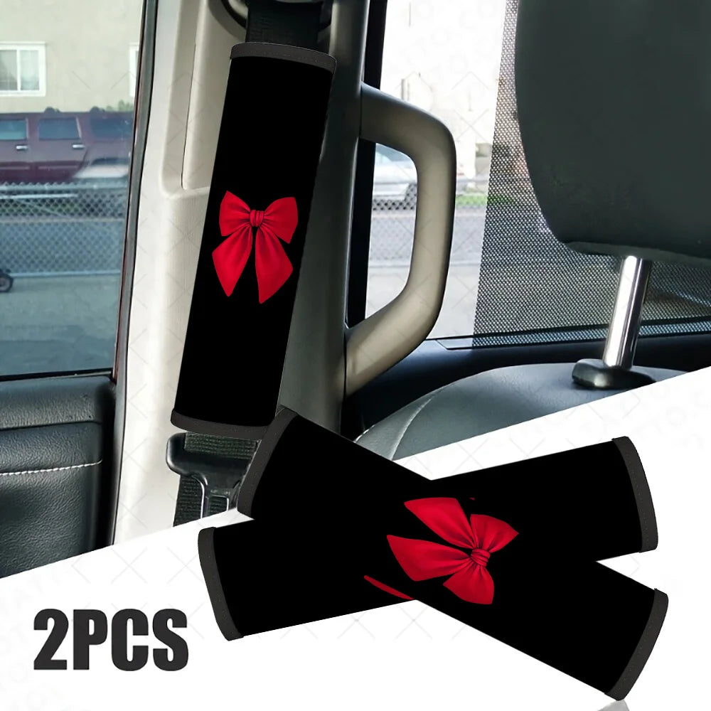2-Pack Bow-Tie Car Seat Belt Covers – Cute Black & Red Seat Belt Cover HIP