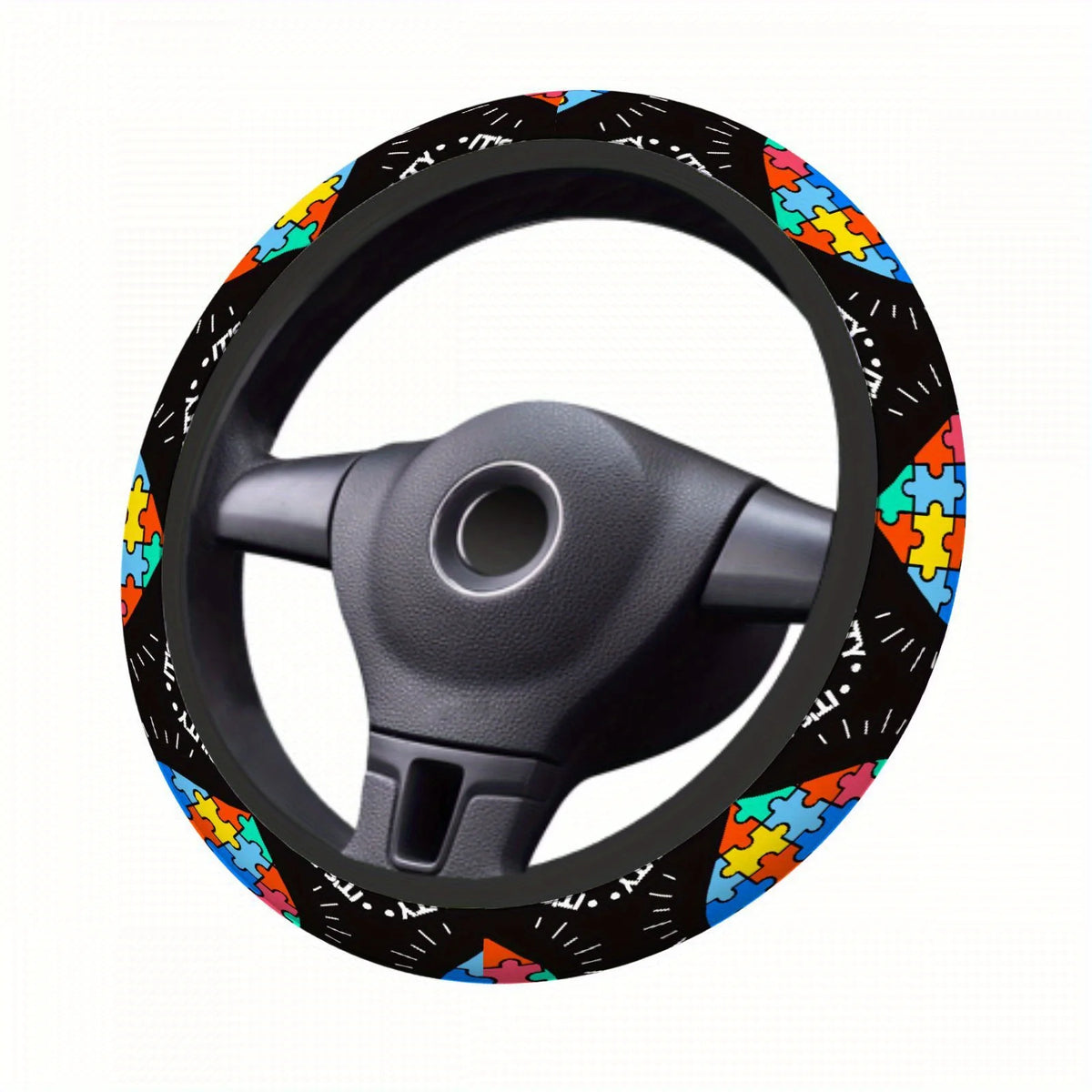Colorful Puzzle Piece Steering Wheel Cover – Non-Slip Grip Steering Wheel Cover HIP