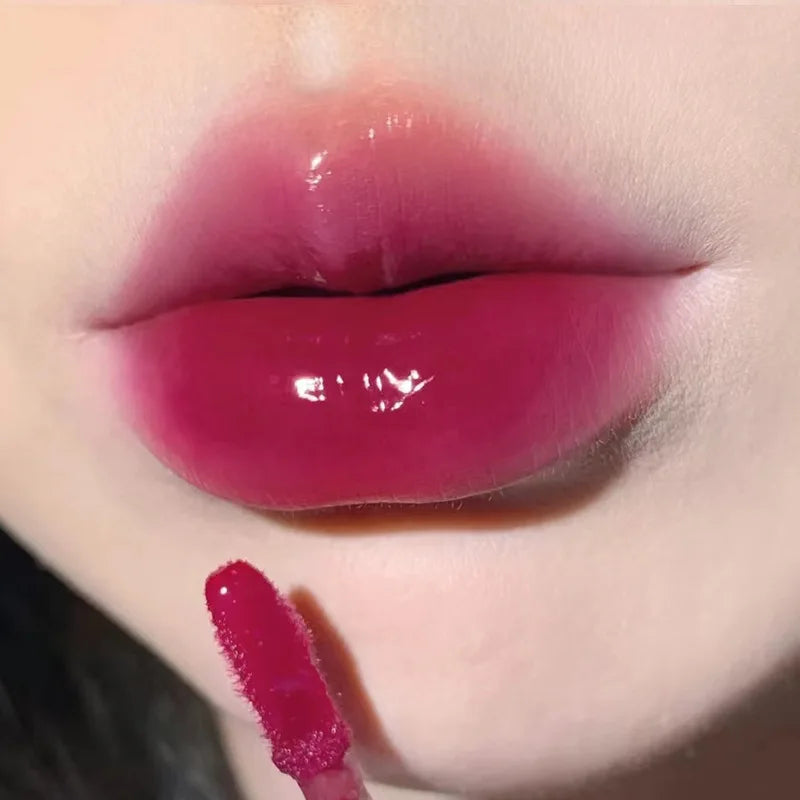New Jelly Mirror Lip Glaze Water Lipgloss Sexy Red Lip Tint Liquid Lipstick Long-lasting Moisturizing Natural Beauty Lip Makeup HIP 06