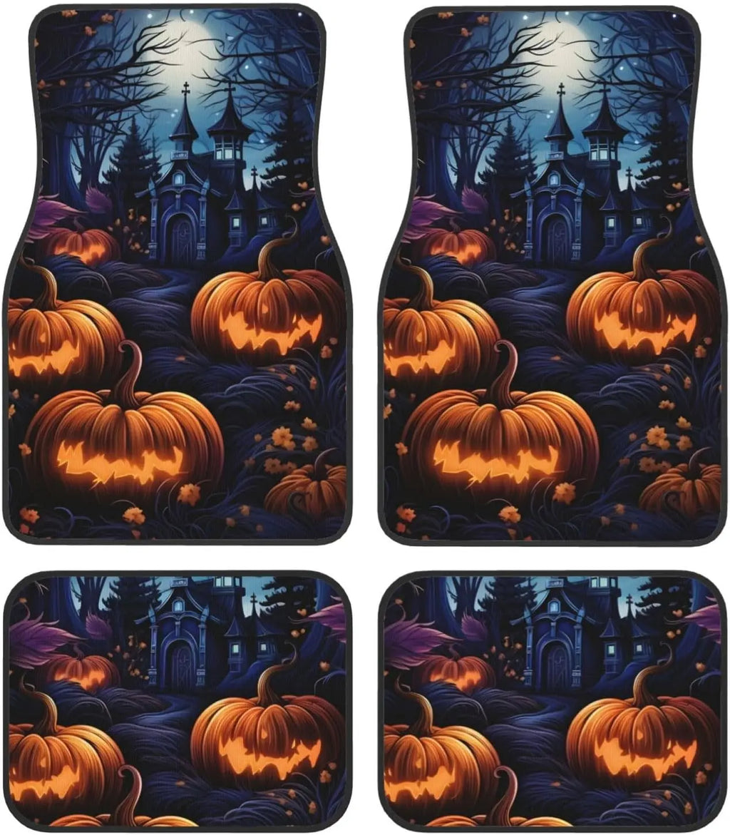 Pumpkin Castle Car Floor Mats Set of 4 – Anti-Slip All-Weather Car Floor Mats HIP black