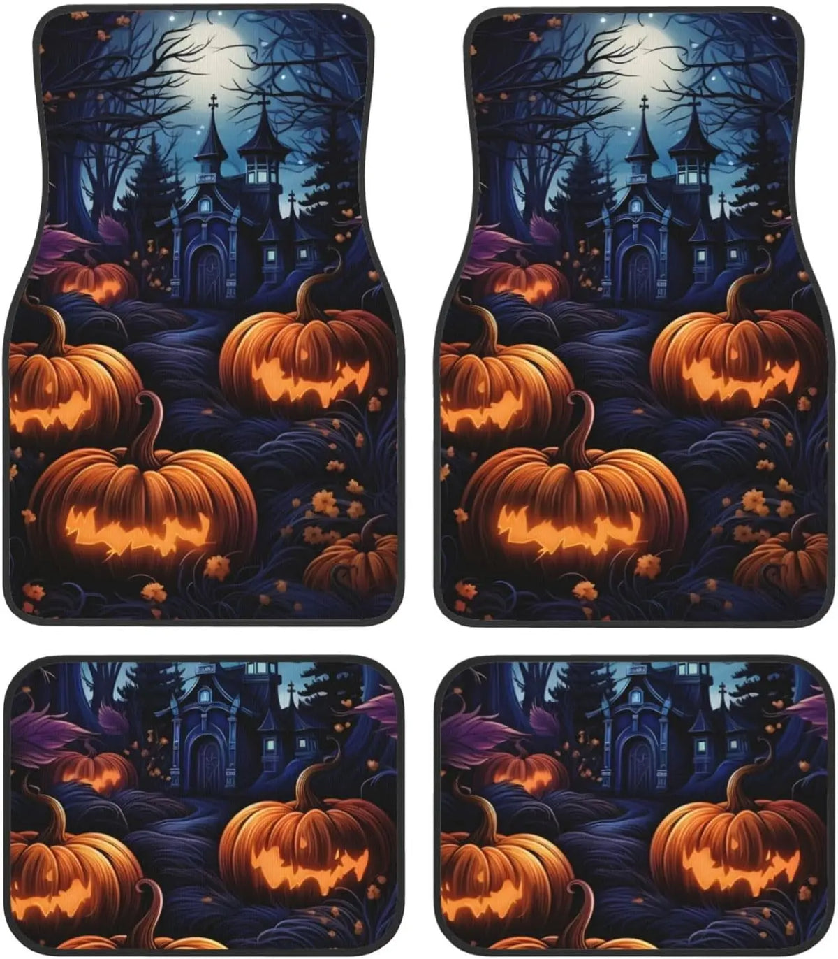 Pumpkin Castle Car Floor Mats Set of 4 – Anti-Slip All-Weather Car Floor Mats HIP black