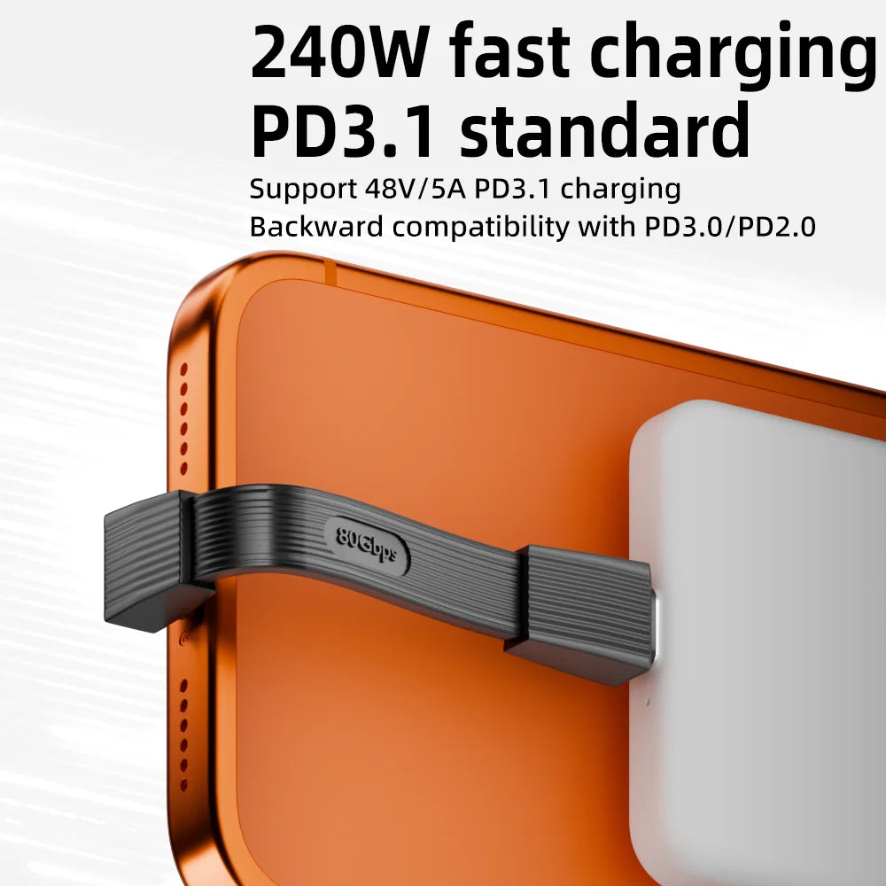 USB4 Type-C Cable 240W Fast Charge 80Gbps 8K60Hz USB4 Charging Cable HIP