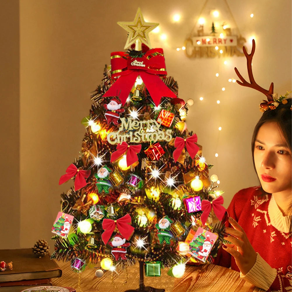 50cm Christmas Tree Set Christmas Decor With Lights Desktop Mini Christmas Tree Ornaments New Year Party Decoration Gift Navidad HIP