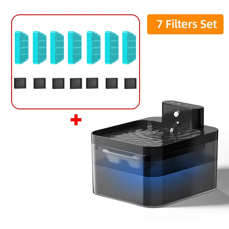 ROJECO Wireless Automatic Cat Water Fountain 2600mAh Pet Water Dispenser For Dog Cat Infrared Sensor Smart Pet Drinkier Fountain HIP 7 Filters Set 2.2L