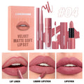 LANGMANNI 3-Pc Matte Liquid Lipstick & Lip Liner Kit Lip Makeup Kit HIP 04 Full Size
