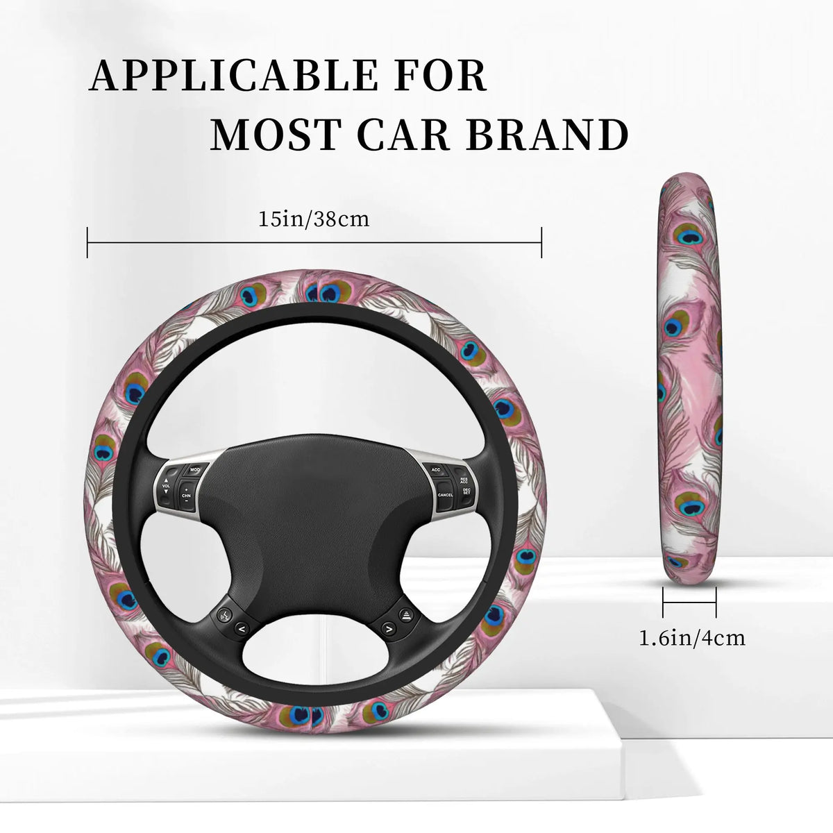 Bohemian Peacock Steering Wheel Cover – Universal 14.5–15" Steering Wheel Cover HIP