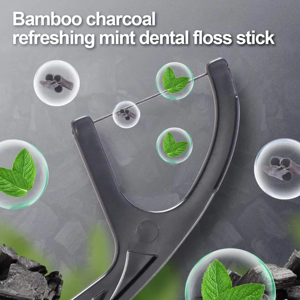 RUZOFO Bamboo Charcoal Menthol Dental Floss Picks 30–500 Pcs Dental Floss Picks HIP