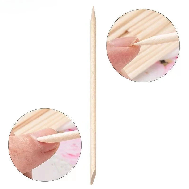 50/100Pcs Wood Cuticle Pusher Sticks Boxwood Sticks for Manicure Professional Cuticle Pedicure Remover Nail Art Deco Clean Tool HIP