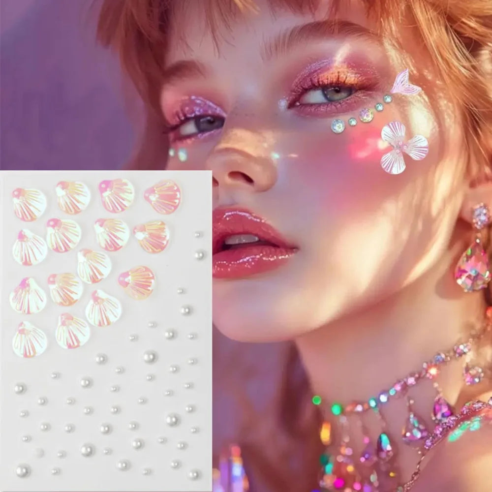1Pcs 3D Acrylic Diamond Stickers Butterfly Crystal Patch Face Paste Stage Makeup Rhinestones Jewelry Mermaid Pearl Tattoo Tools HIP