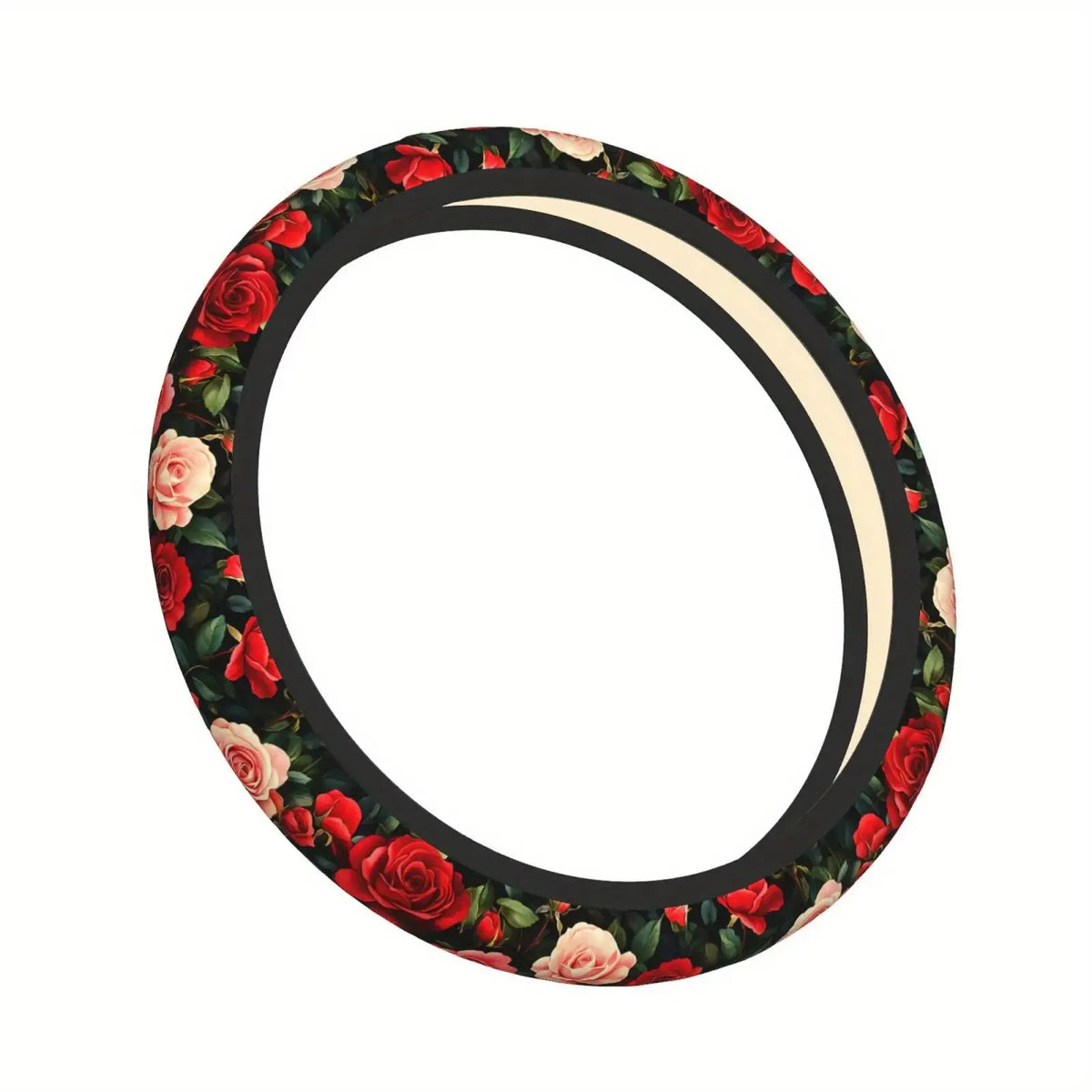 Neoprene Steering Wheel Cover 15 Inch – Red Rose + Cup Holders Steering Wheel Cover HIP 1