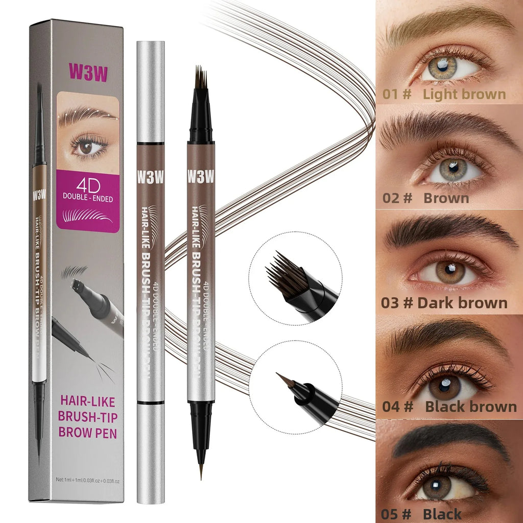 Dual-Ended Waterproof Eyebrow Pencil – 4D Microblading Liquid Pen Eyebrow Pencil HIP