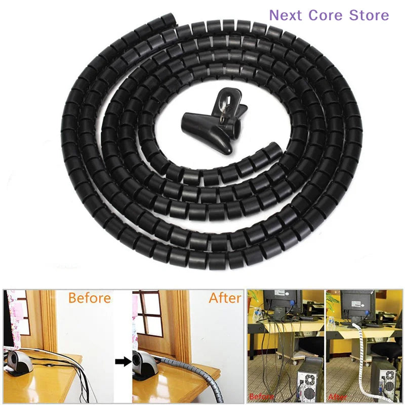 1M 8mm Spiral Wire Wrap Sleeving – Cable Organizer & Protector Cable Wrap Sleeve HIP