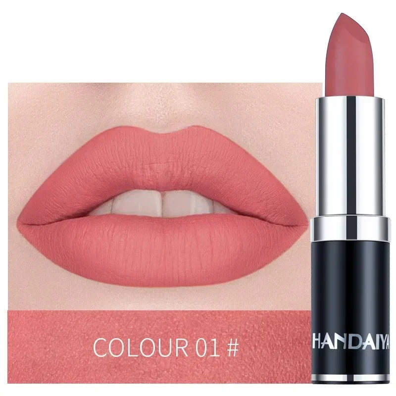 1PC Nude Waterproof Lipstick Matte Pumpkin Color Lipstick Vitamin E Moisturizing Water-Resistant Profissional Lipstick HIP 01