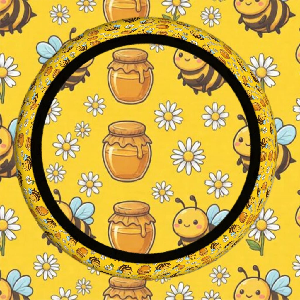 Neoprene Steering Wheel Cover – Bee & Daisy Print Steering Wheel Cover HIP