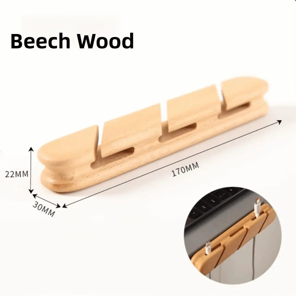 Wooden Cable Clamp Self-Adhesive Wire Organizer 2/3 Slots Cable Organizer Clip HIP