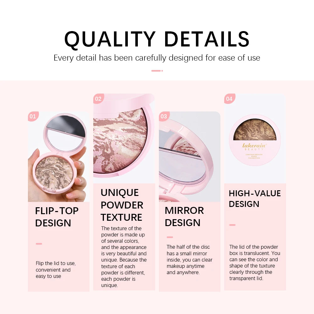 Baked Powder Foundation Oil Control Setting Makeup Pressed Powder Cake Bronzer Glow Face Contouring Shimmer Contour HIP