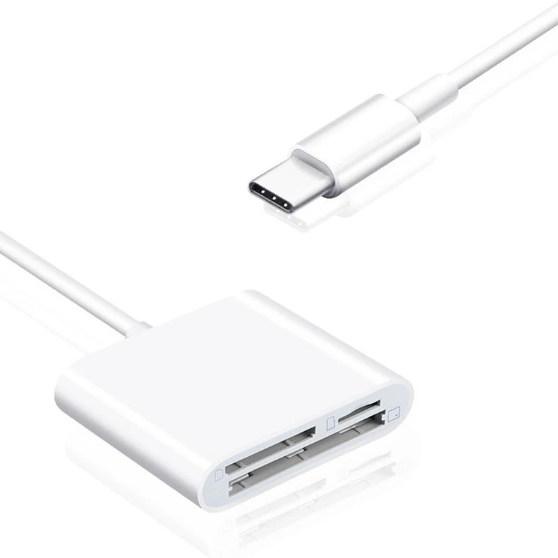 USB-C CF & SD Card Reader – Multi-Format Memory Adapter Memory Card Reader HIP White