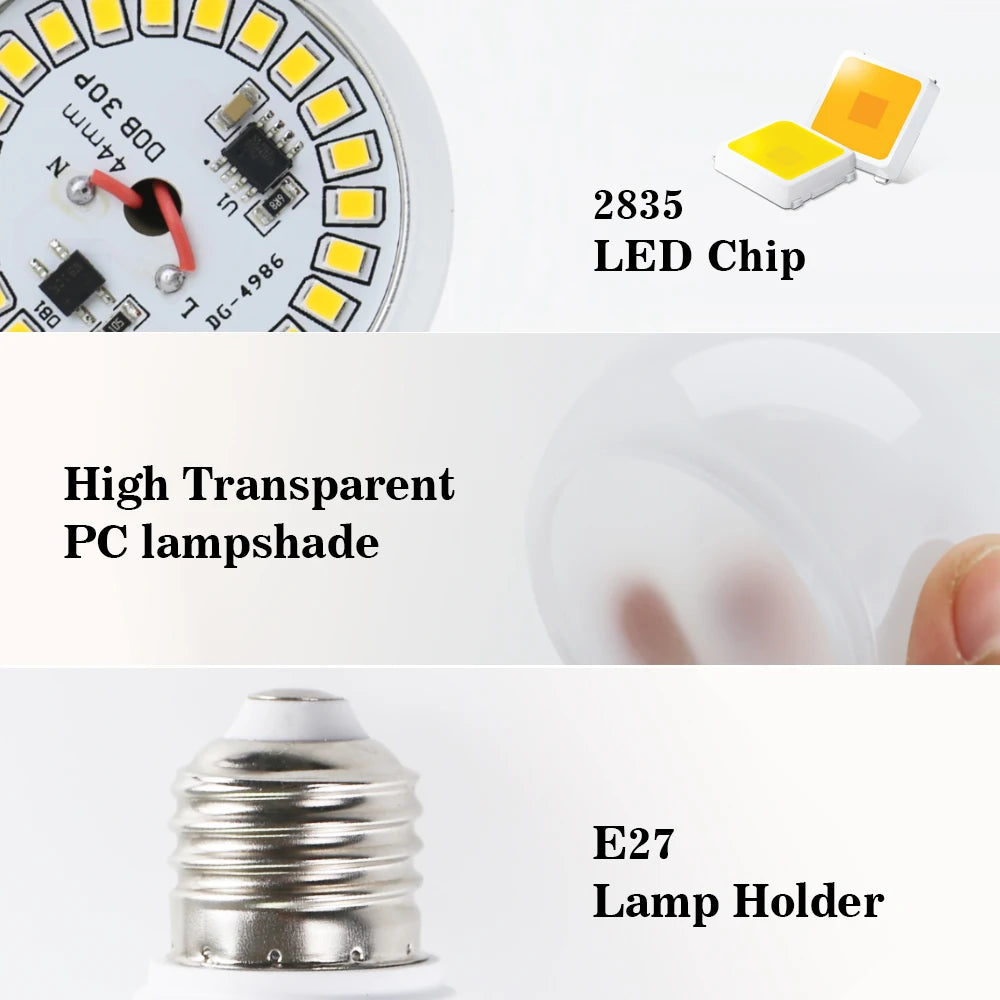 4-Pack E27 LED Bulbs 3W–18W AC 220V SMD2835 – Warm & Cool LED Light Bulbs HIP
