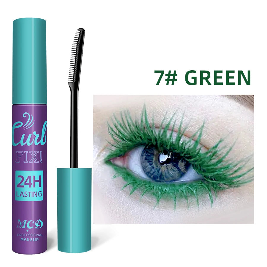 Colorful Slender Mascara Waterproof Fast Drying Curling Eyelashes Multicolor Lashes Makeup Long Lasting Blue Green Cosmetic HIP 7