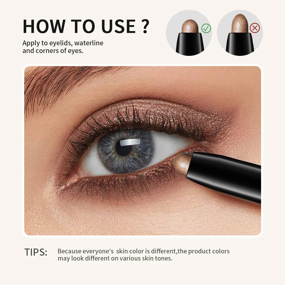 2pcs Eyeshadow Liner Sticks Matte & Shimmer Waterproof Metallic Glitter Eye Shadow Highlighter Pencil Eyeshadow Natural Cosmetic HIP
