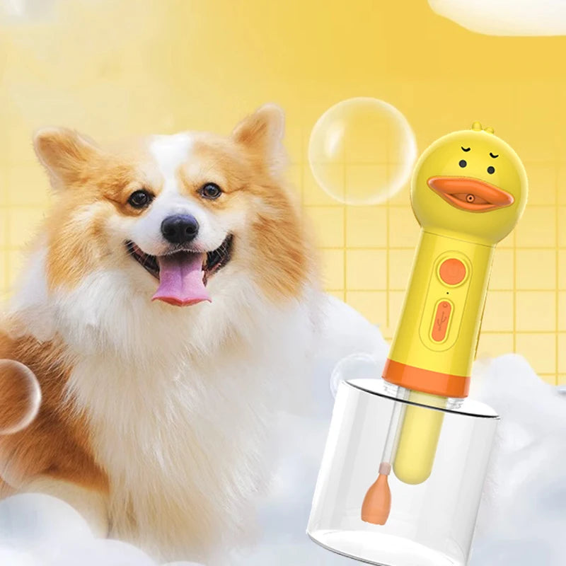 Small Yellow Duck Pet Cleaning Bathing Electric Foam Machine Usb Charging Automatic Soap Dispenser Foam Machine Pet Accessories HIP