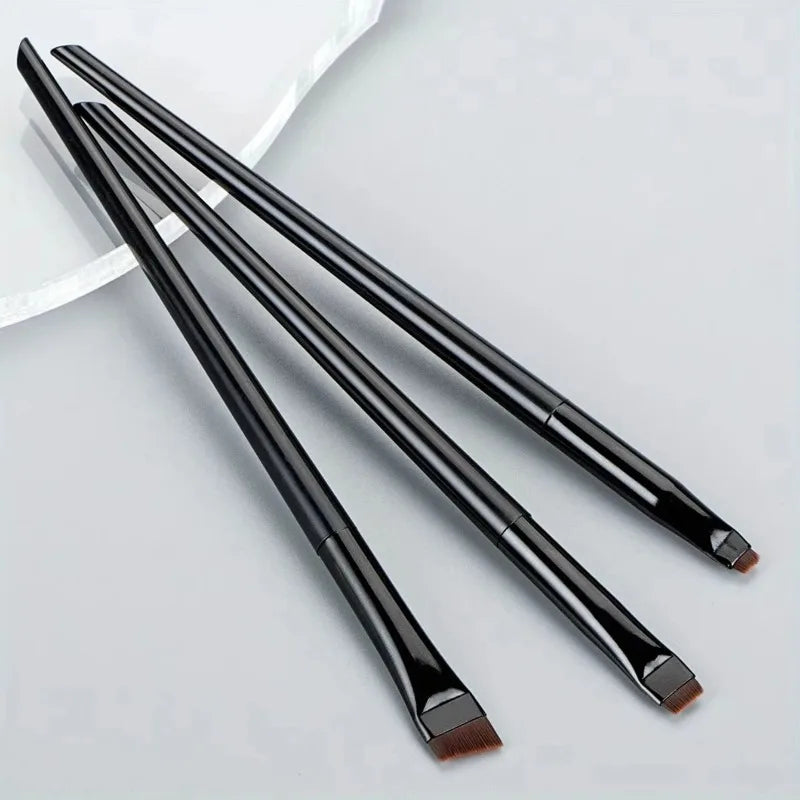 3-Piece Blade Eyeliner & Eyebrow Brush Set – Flat Fine Tip Eye Makeup Brush Set HIP C507-black 3pcs