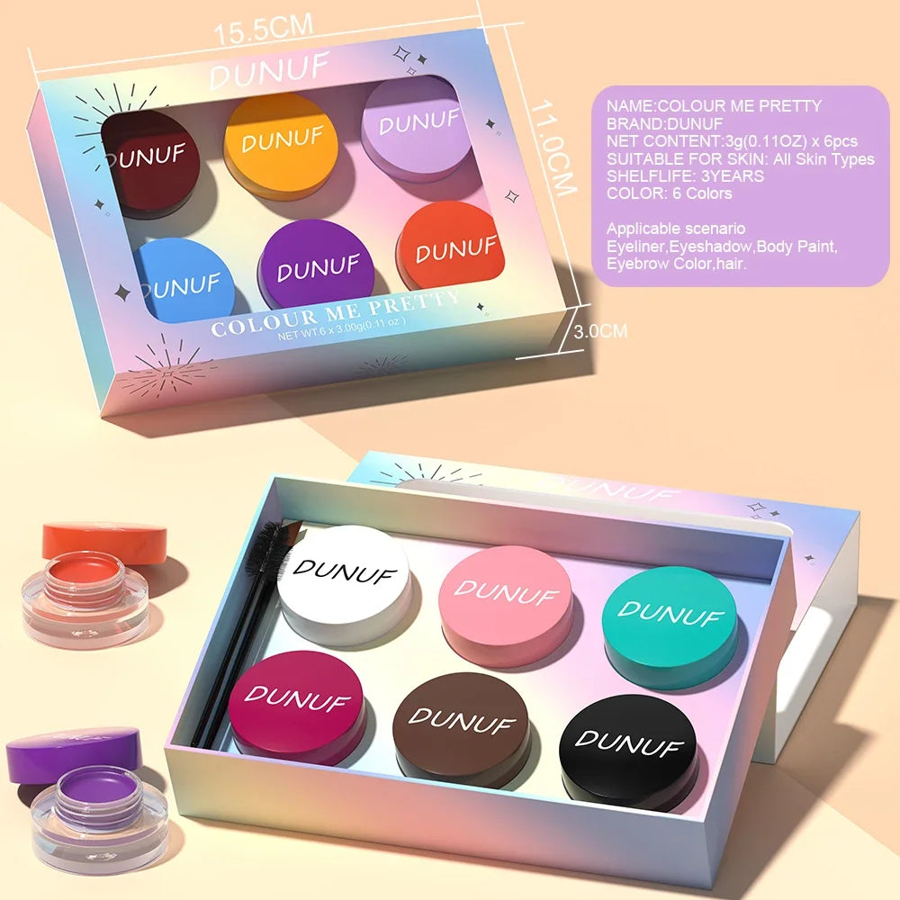DUNUF 6-Color Waterproof Eyebrow Tint Set | Matte Cream & Brush Eyebrow Tint Set HIP