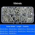 Multi Style Screw Nut Bolt Combination Kit M3/M4/M5/M6 Hardware Kit for Metal Plastic Wood Repair Furniture Withorganizer Box HIP 10kinds screw kit