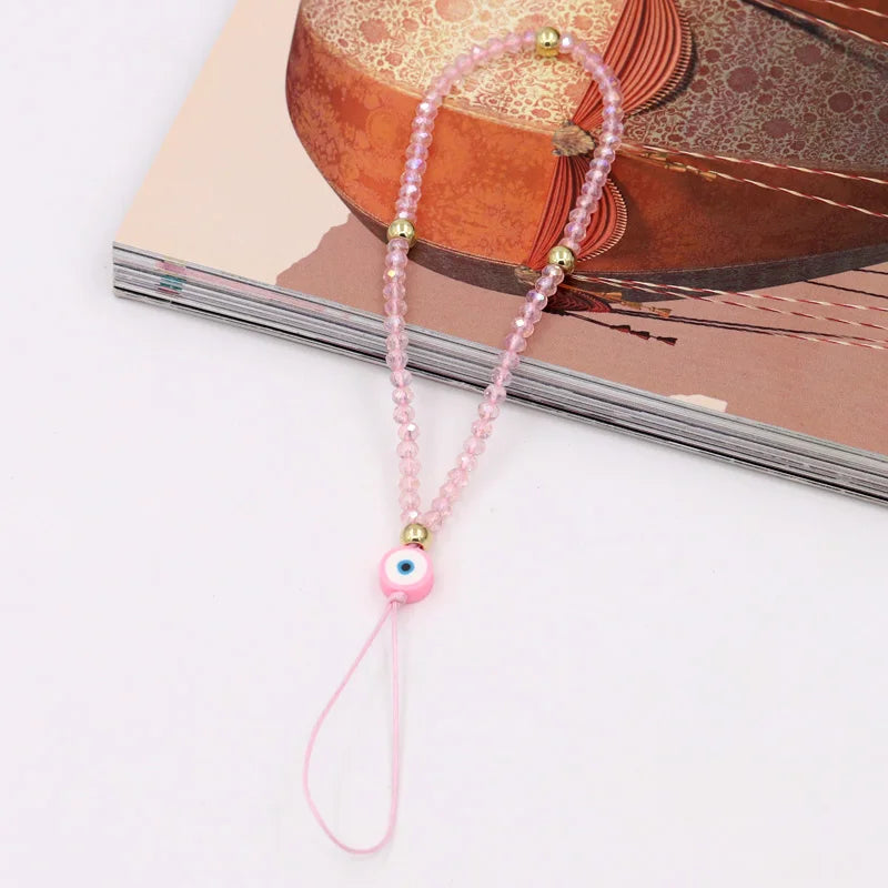 Fashion Jewelry Wholesale Phone Chain Multicolor Crystal Evil Eye Phone Charm Lanyard Strap for Phone Decoration Accessories HIP A004v
