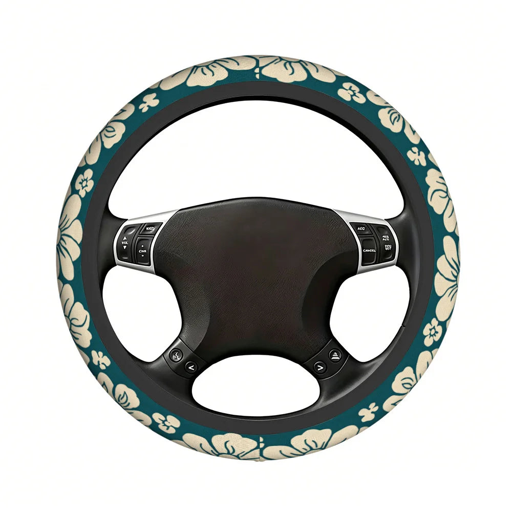 Floral Blue Blossoms Steering Wheel Cover – Universal Fit Steering Wheel Cover HIP