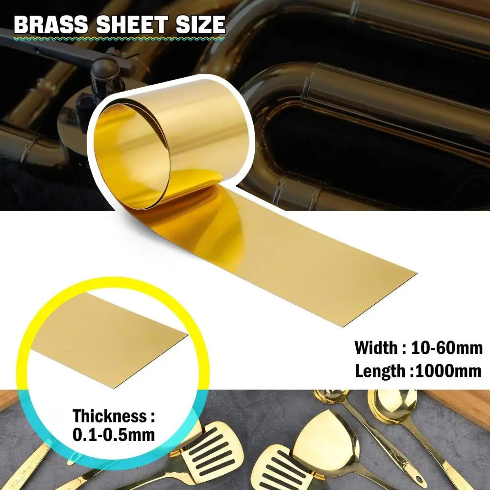 Brass Strip Sheet Roll 0.1–0.5mm Thick | 1000mm Length Brass Metal Sheet HIP