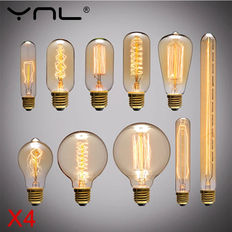 4-Pack Retro Edison Filament Bulbs E27 40W ST64 G95 Vintage Edison Filament Bulbs HIP