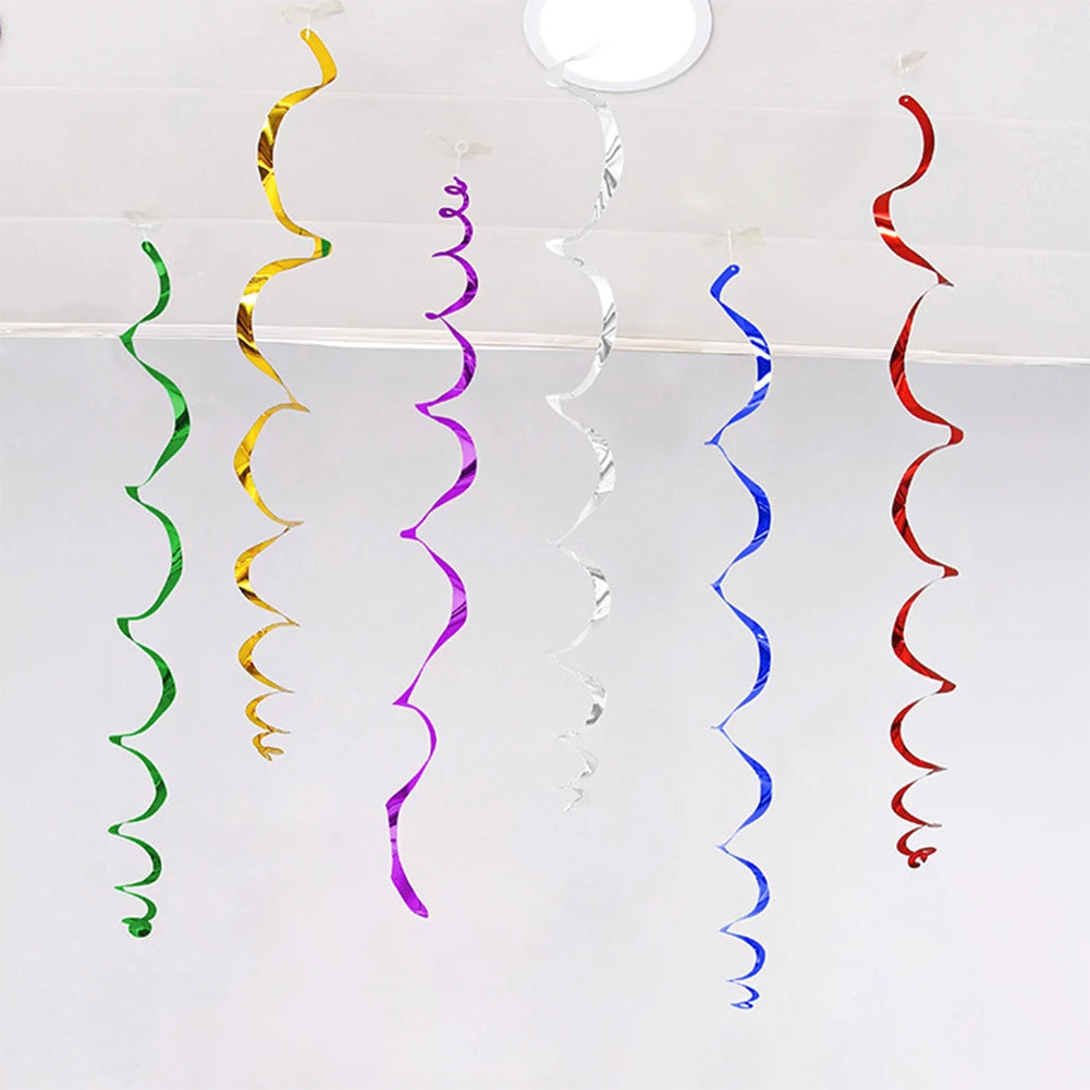 6PCS Colorful Paper Hanging Spiral Flag Decoration Banner Felt Holiday Banner Party Hanging Wedding Hanging Banner Decoration HIP