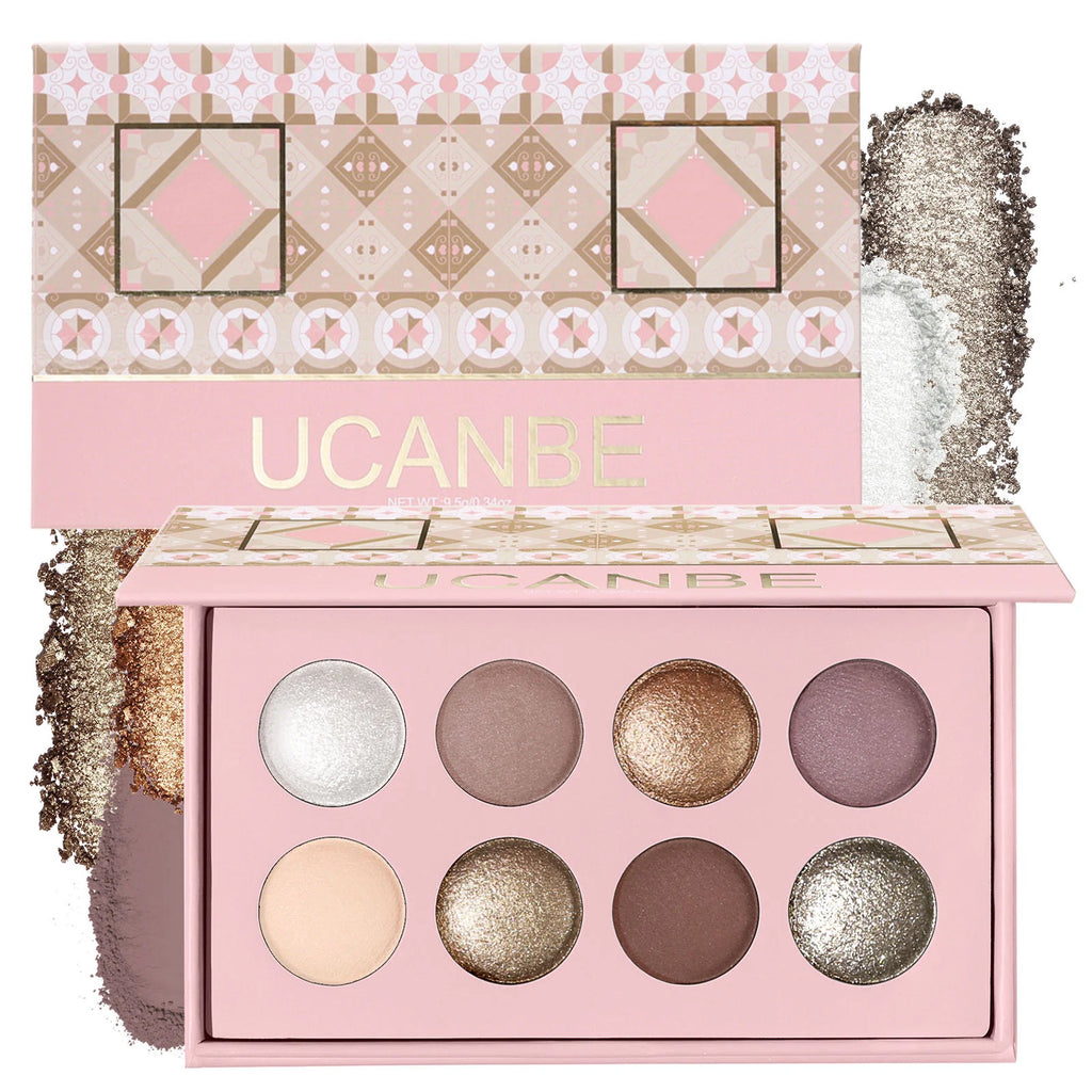 UCANBE 8-Color Eyeshadow Palette – Nude Smokey Earthy Tones Eyeshadow Palette HIP 02