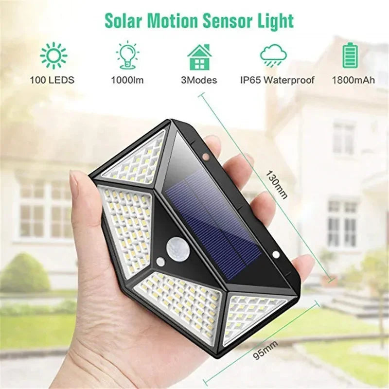 100 LED Solar Motion Sensor Wall Light – IP65 Waterproof Solar Wall Light HIP