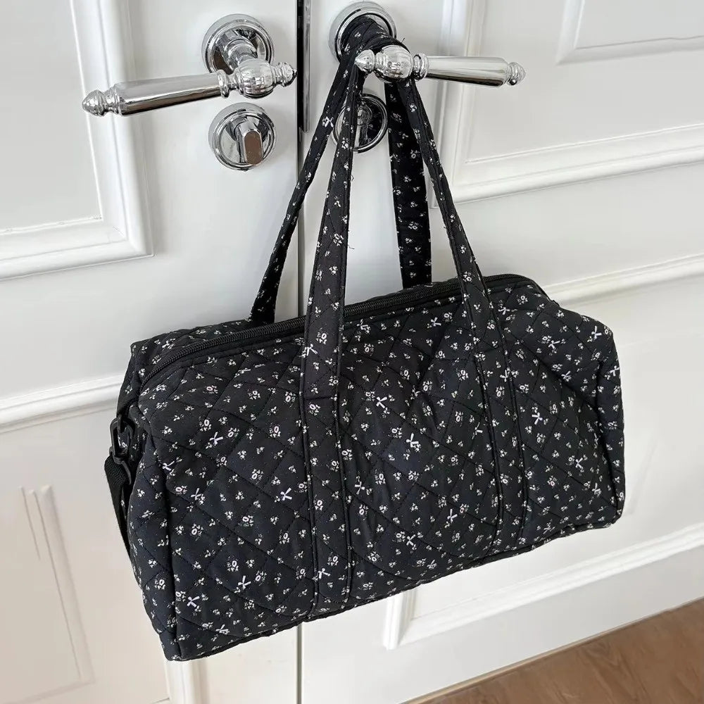 Quilted Floral Boston Travel Bag – Lightweight Large Capacity Travel Handbag HIP