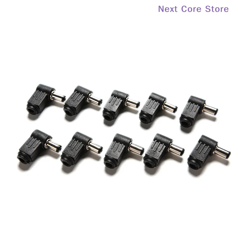 10-Pack Right Angle DC Power Male Plug 2.1x5.5mm Connectors DC Power Connector HIP