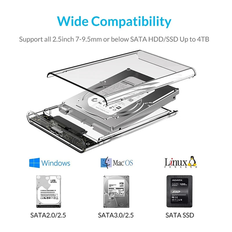 USB 3.0 Type-C 2.5" Hard Drive Enclosure – Up to 4TB Hard Drive Enclosure HIP