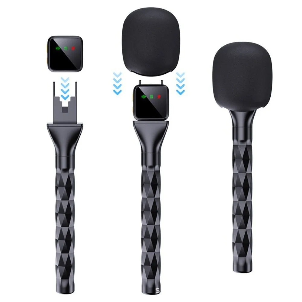 Lavalier Mic Handheld Grip Stick with Windproof Sponge – Black Microphone Grip Adaptor HIP