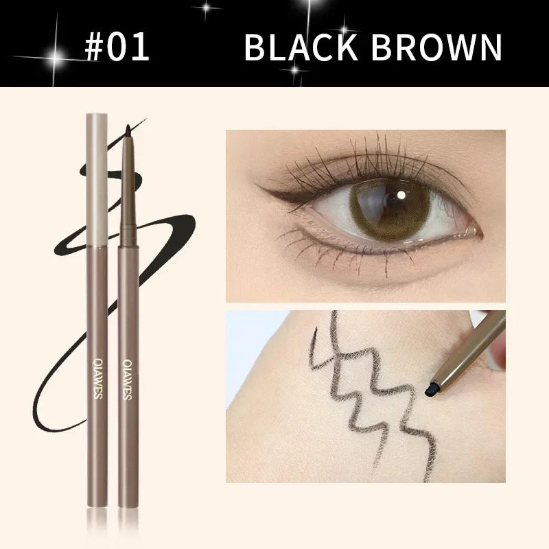 Eyeliner Lying Silkworm Gel Pencil 2in1 Waterproof Long-lasting Non-Smudge Black Brown Eyebrow Pen for Beginner Makeup Cosmetics HIP 01