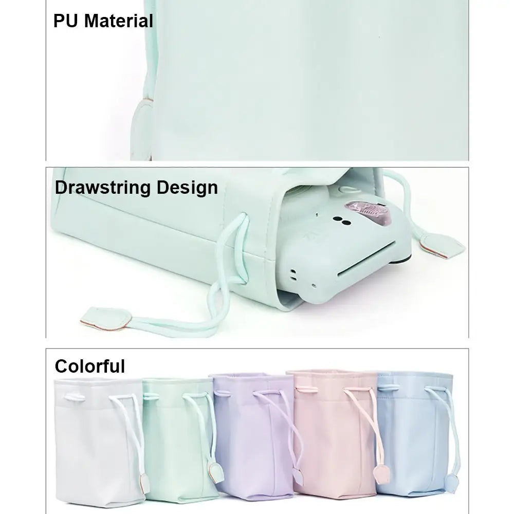 PU Leather Drawstring Bag for Instax Mini – Waterproof Case Camera Storage Bag HIP