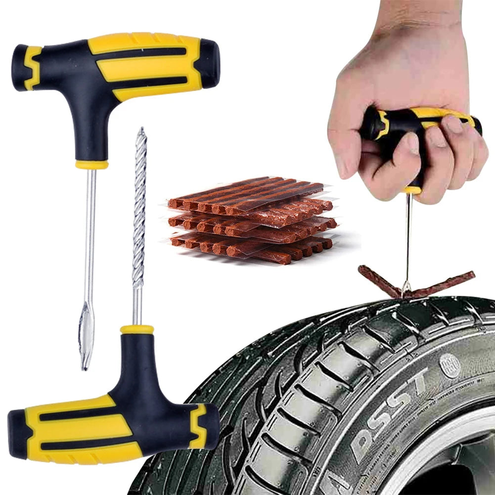 Car Tire Repair Tool Tire Repair Kit Studding Tool Set Auto Bike Tubeless Tire Tyre Puncture Plug Garage Tools with Rubber Strip HIP