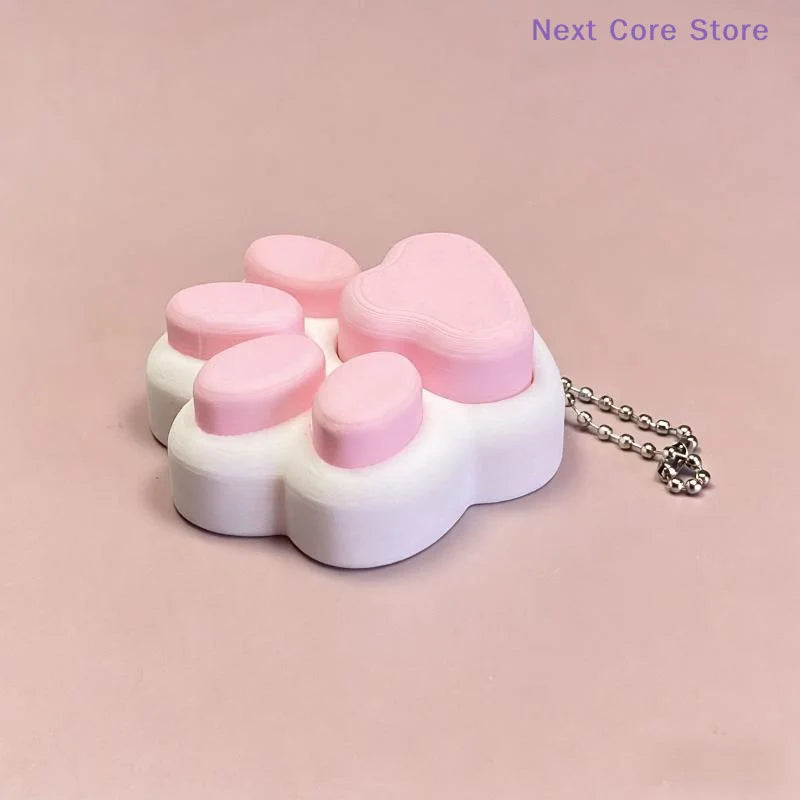 3D Cat Paw Clicker Keychain – Cute Cartoon Key Ring Pendant Novelty Keychain HIP