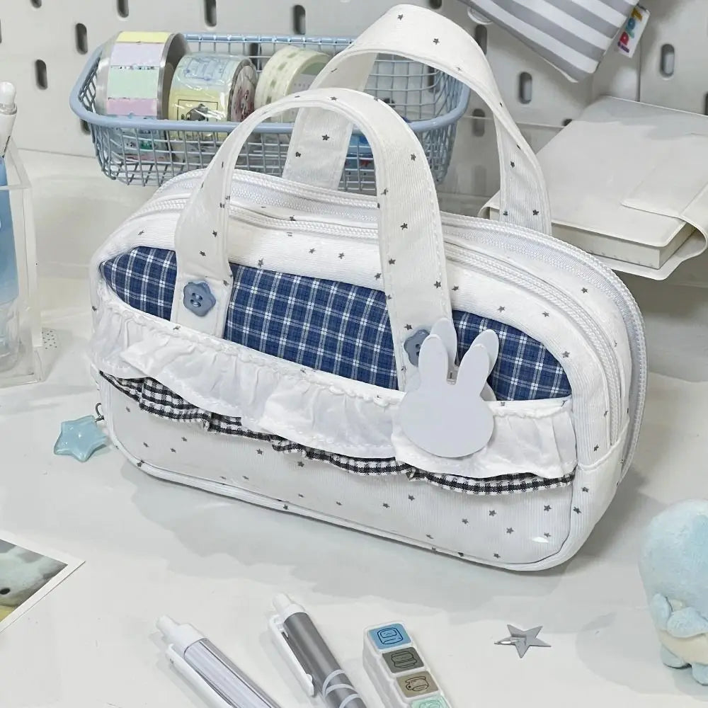 Korean Plaid Star Pencil Case – Large Capacity Itabag Pouch Pencil Case Pouch HIP