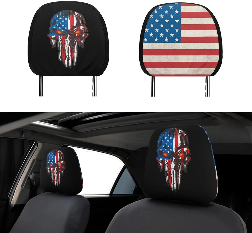 Funny Double-Sided Car Headrest Covers 2-Pack – Smile & Angry Car Headrest Cover HIP 4