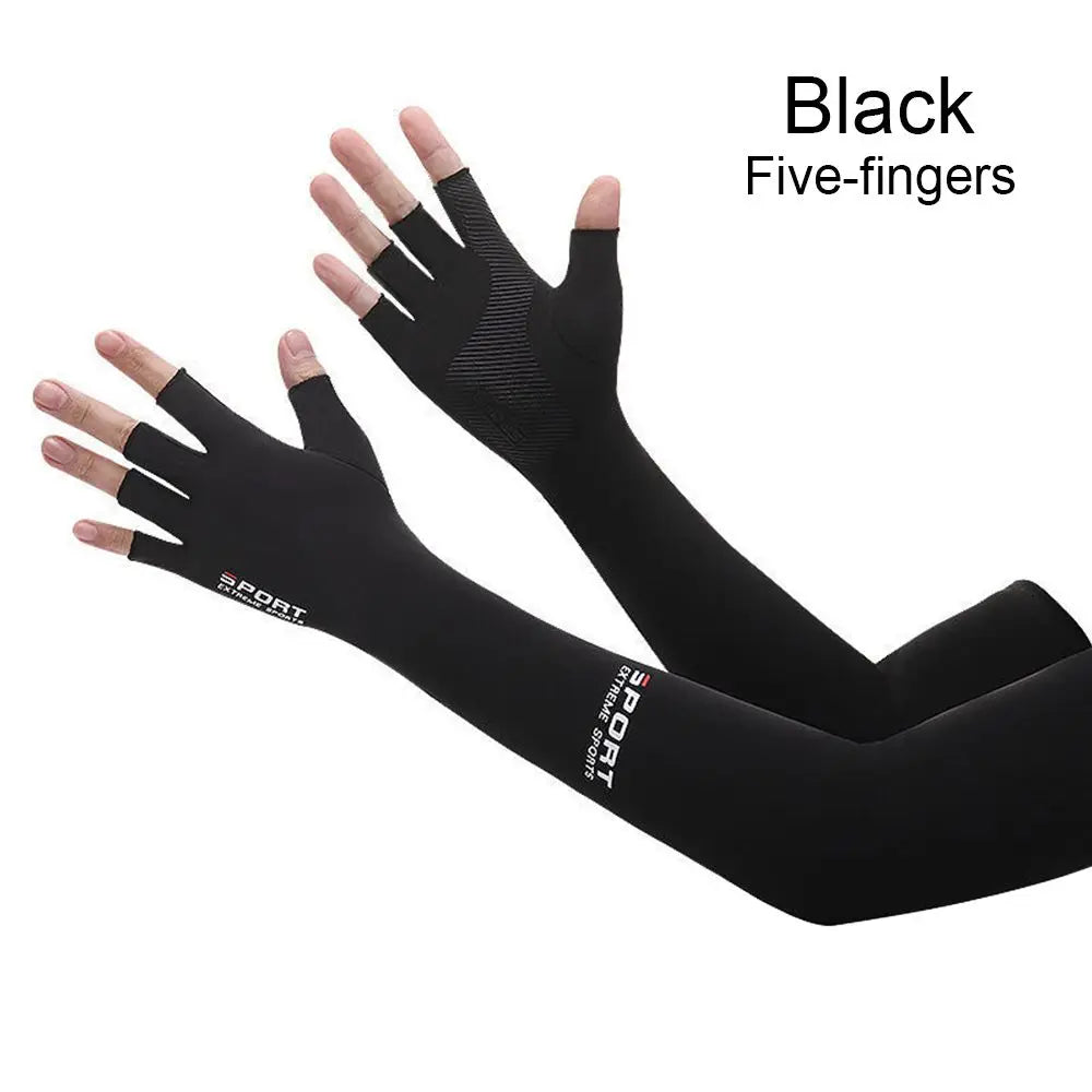 Ice Silk Arm Sleeves – UV Sun Protection for Outdoor Sport UV Arm Sleeves HIP Black Five-fingers